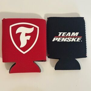 Team Penske & Firestone Racing Red & Black Soda/Beer Can Koozie Cooler Lot Of 2